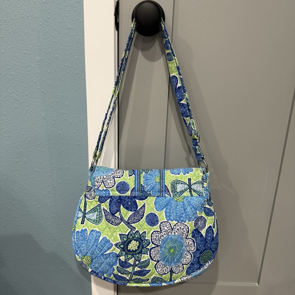 Vera Bradley Rare HTF Clare Crossbody Saddle Bag in Doodle Daisy Green & Blue's - Picture 5 of 16